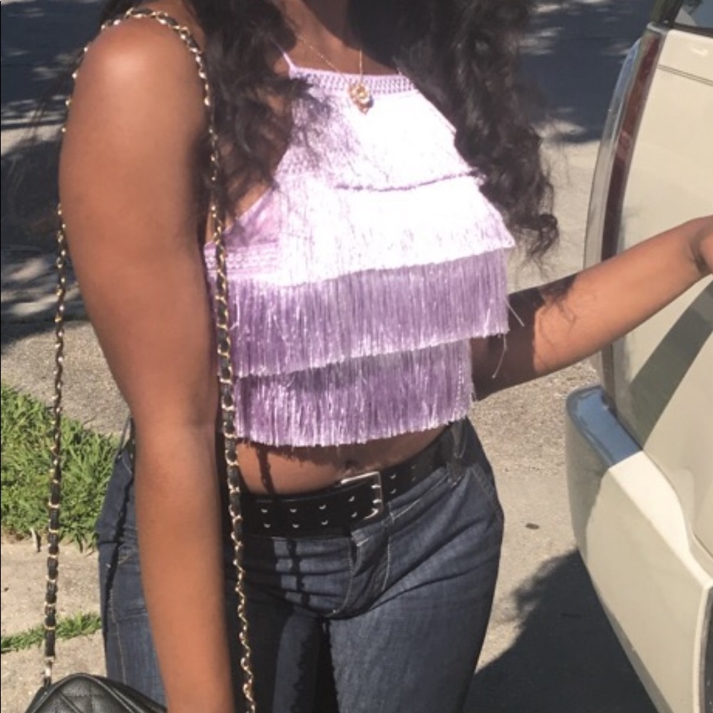 Fringe halter crop top